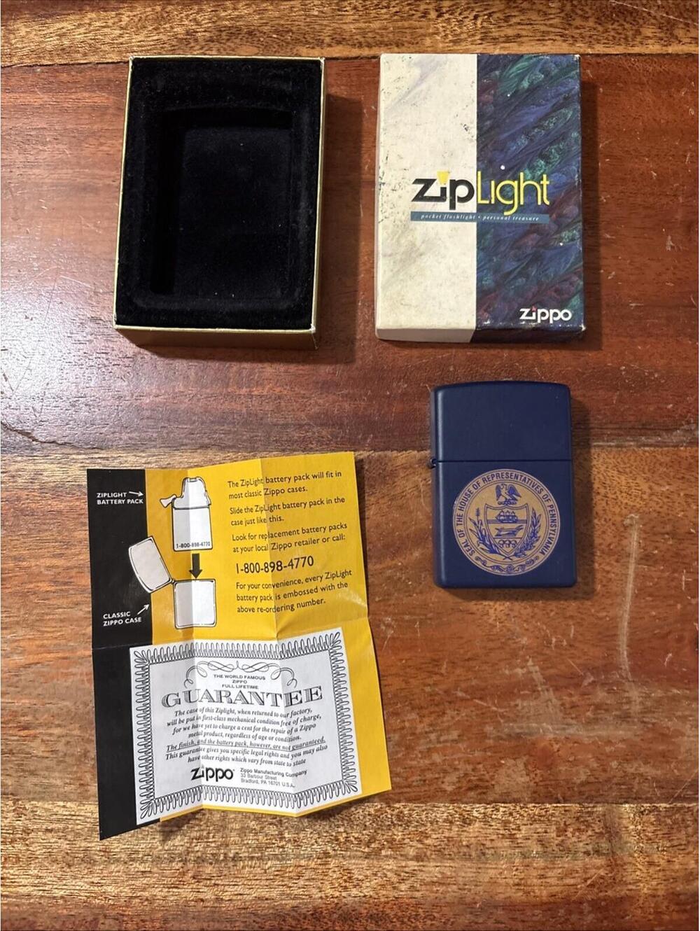 Vintage 1998 Pennsylvania House Of Representatives Zippo Ziplight With Papers